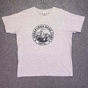 Open Eye‎ Annapurna Base Camp Nepal Shirt Mens L Grey Vintage Souvenir Mountain